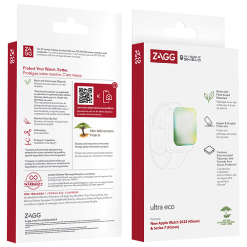 Protecteur d'écran de 45 mm Ultra Eco InvisibleShield de ZAGG pour Apple Watch