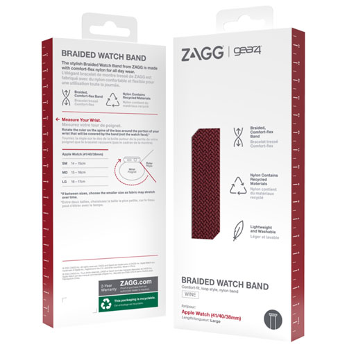 Bracelet de montre tressé de Gear4 pour Apple Watch 38/40/41 mm - Vin
