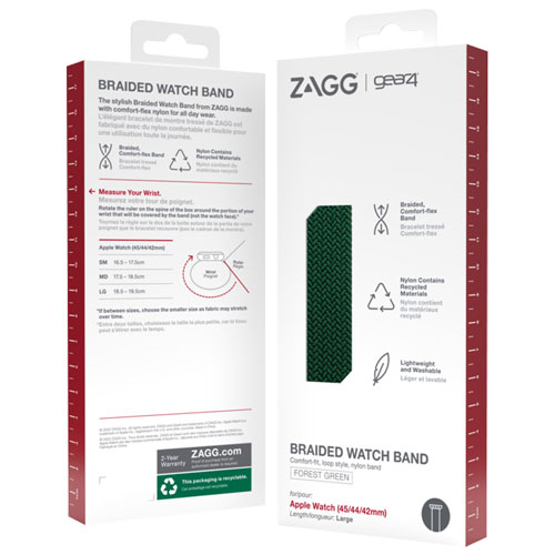 Bracelet de montre tressé de Gear4 pour Apple Watch 42/44/45 mm - Vert forêt