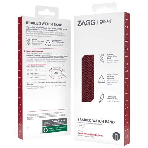 Bracelet de montre tressé de Gear4 pour Apple Watch 42/44/45 mm - Vin