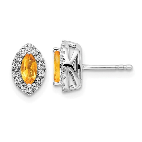 2/5 Carat Citrine Halo Earrings in 14K White Gold with Lab-Grown Diamonds