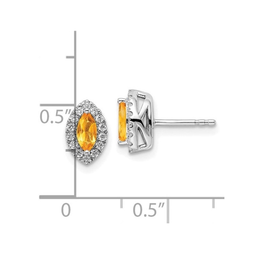 2/5 Carat Citrine Halo Earrings in 14K White Gold with Lab-Grown Diamonds