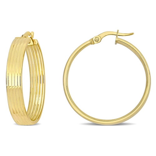 14K Yellow Gold Five Row Hoop Earrings