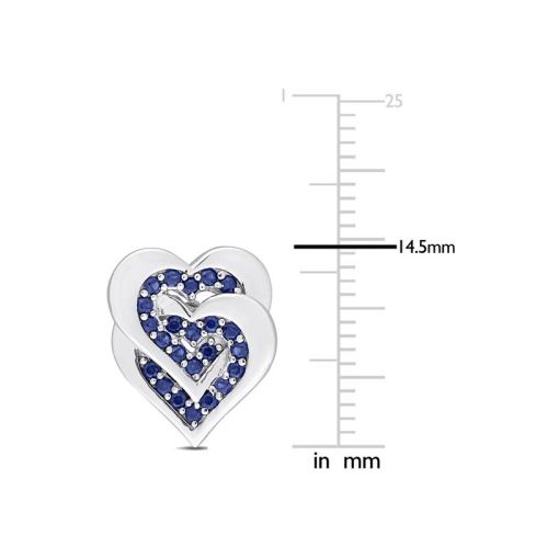 2/5 Carat Lab-Created Blue Sapphire Heart Earrings in Sterling Silver
