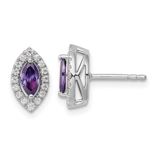 2/5 Carat Amethyst Halo Earrings in 14K White Gold with Lab-Grown Diamonds