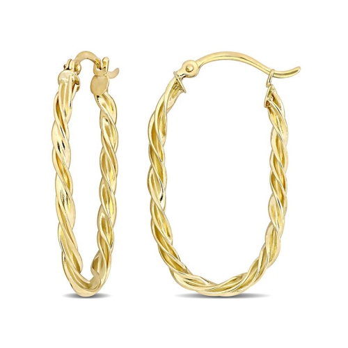 GEM AND HARMONY  10K Gold Twist Hoop Earrings In Yellow