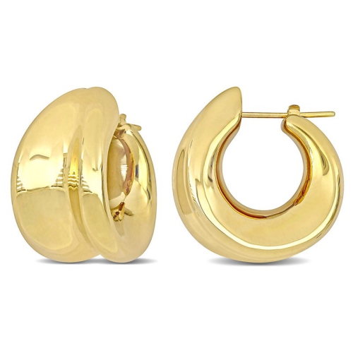 14K Yellow Gold Huggie Hoop Earrings