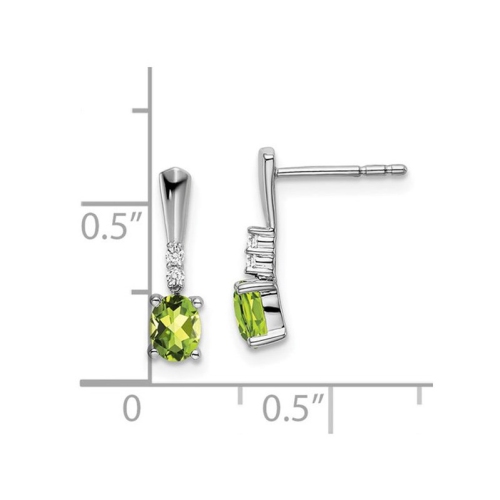 7/10 Carat Green Peridot Drop Earrings in 14K White Gold