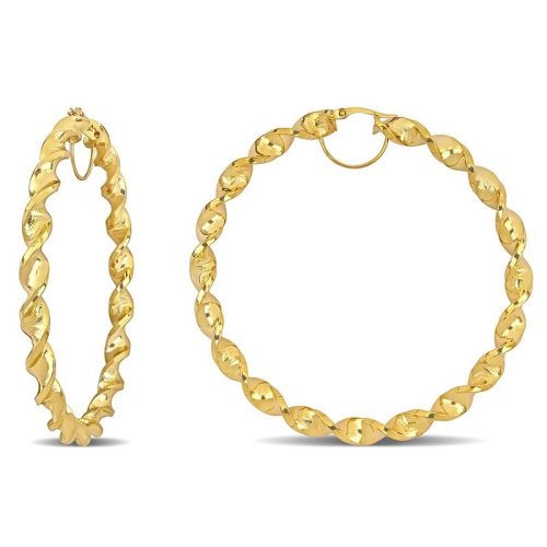 GEM AND HARMONY  14K Gold Twisted Hoop Earrings (74Mm) In Yellow
