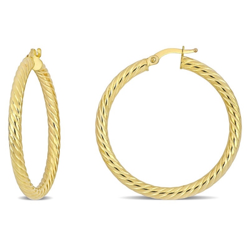 Anneaux d'oreilles entrelacés texturés en or jaune 14 K
