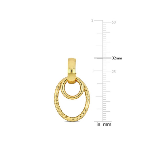 10K Yellow Gold Oval Hoop Drop Earrings