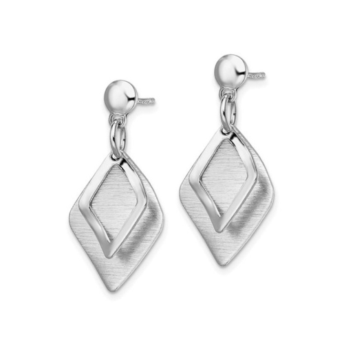 Sterling Silver Geometric Brushed Dangle Post Earrings