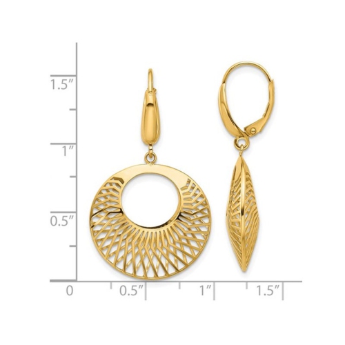 14K Yellow Gold Polished Dangle Circle Earrings