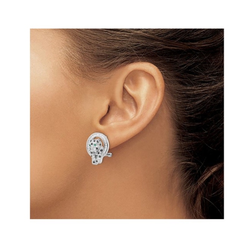Sterling Silver Cheetah Circle Earrings with Cubic Zirconias