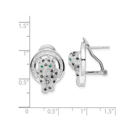 Sterling Silver Cheetah Circle Earrings with Cubic Zirconias