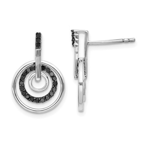GEM AND HARMONY  1/4 Carat (Ctw) Diamond Circle Earrings In Sterling Silver In Black