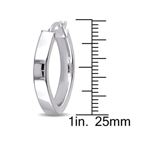 10K White Gold Square Hoop Geometric Earrings