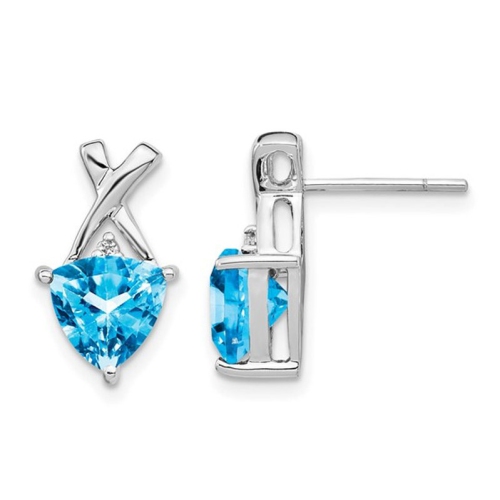 1.85 Carat Blue Topaz Criss-Cross Earrings in 14K White Gold