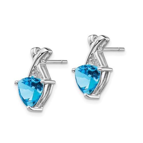 1.85 Carat Blue Topaz Criss-Cross Earrings in 14K White Gold