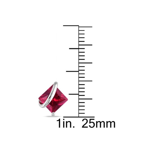 2.30 Carat Princess Cut Lab-Created Ruby Earrings in Sterling Silver