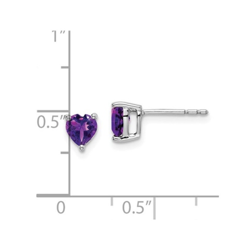1.00 Carat Heart Amethyst Solitaire Post Earrings in 14K White Gold