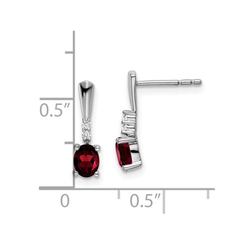 7/10 carat boucles d'oreilles grenat en or blanc 14 carats