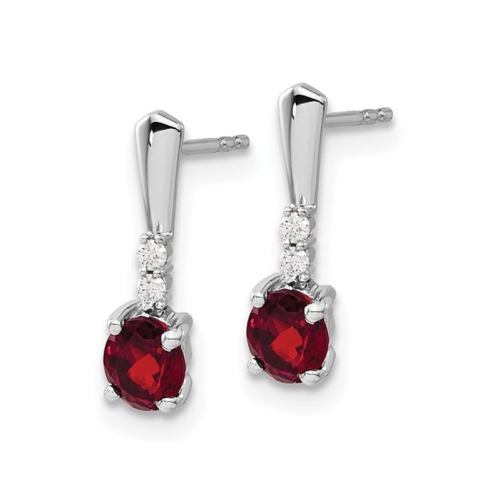 7/10 carat boucles d'oreilles grenat en or blanc 14 carats