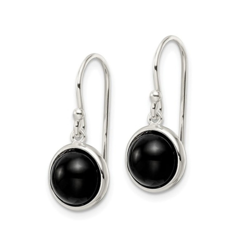 Black Onyx Dangle Ball Earrings in Sterling Silver