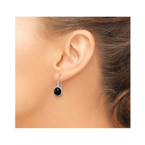 Black Onyx Dangle Ball Earrings in Sterling Silver