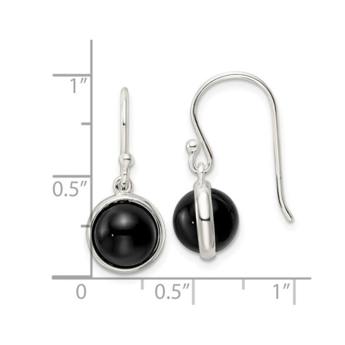 Black Onyx Dangle Ball Earrings in Sterling Silver
