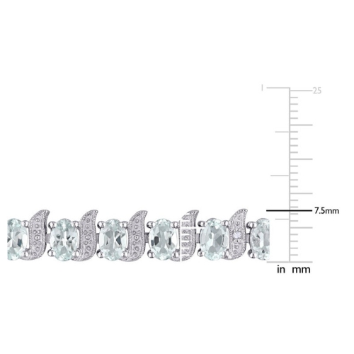 9,60 Carat Bracelet aigue-marine en argent sterling avec des diamants d'accent
