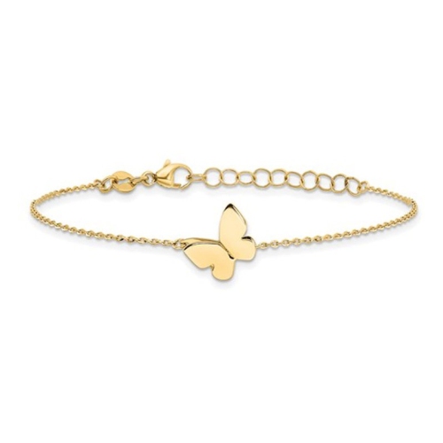 14K Yellow Gold Butterfly Charm Bracelet
