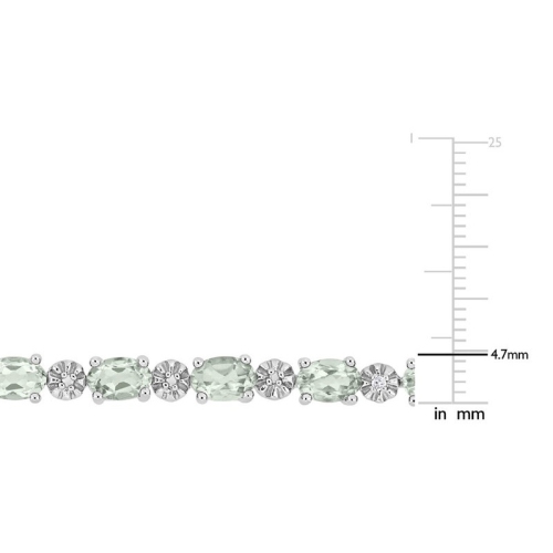 7,35 carats Bracelet de quartz vert en argent sterling avec accent de diamant (7 pouces)