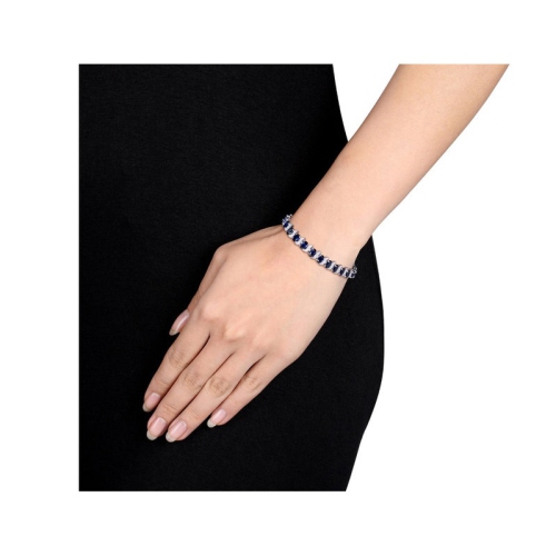 13 Carat Lab-Created Blue Sapphire Bracelet in Sterling Silver with Accent Diamonds (7 Inches)