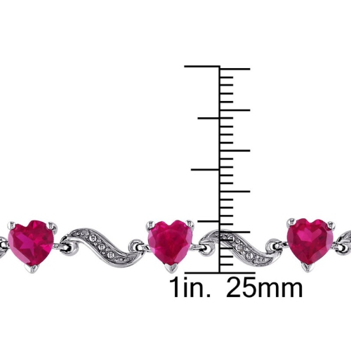 9.10 Carat Bracelet de c?ôur Ruby cr???? en laboratoire en argent sterling (7 pouces)