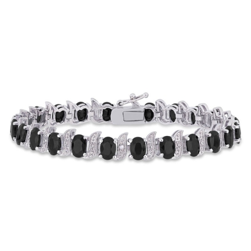 Image 1 of 4.. 14.75 Carat Black Sapphire Bracelet in Sterling Silver (7 Inches)