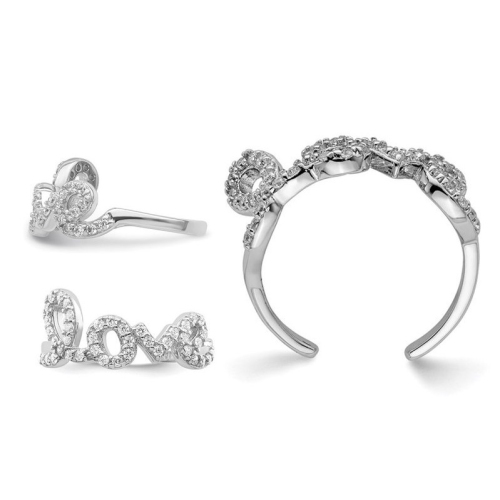 Sterling Silver LOVE Toe Ring with Synthetic Cubic Zirconias