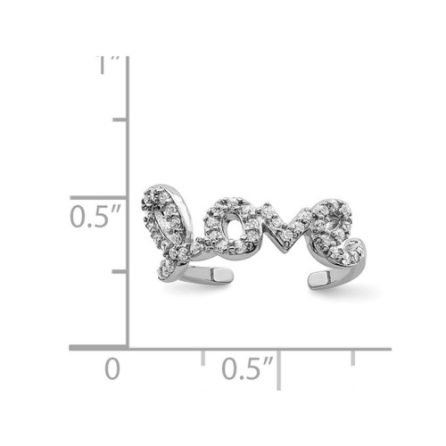 Sterling Silver LOVE Toe Ring with Synthetic Cubic Zirconias