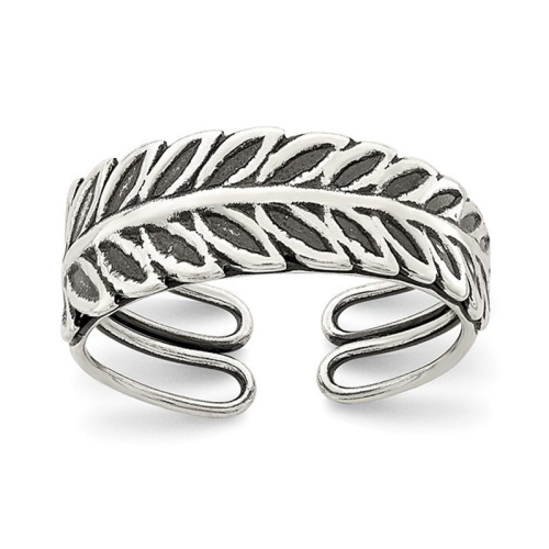 Sterling Silver Antiqued Leaf Toe Ring