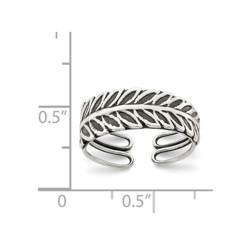 Sterling Silver Antiqued Leaf Toe Ring