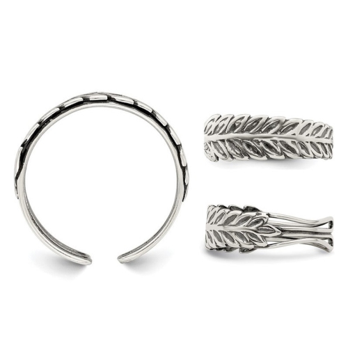 Sterling Silver Antiqued Leaf Toe Ring