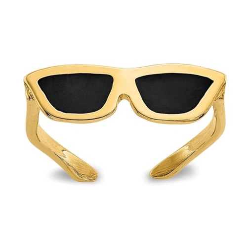14K Yellow Gold Sunglasses with Black Enamel Toe Ring