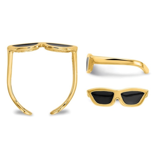 14K Yellow Gold Sunglasses with Black Enamel Toe Ring