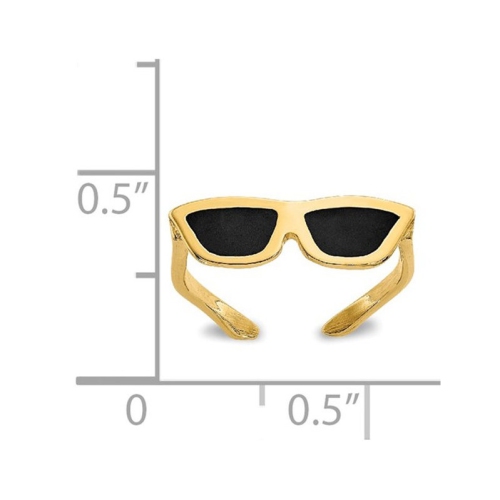 14K Yellow Gold Sunglasses with Black Enamel Toe Ring