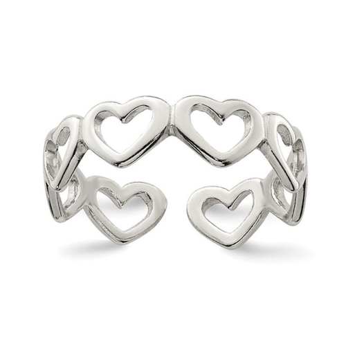 Sterling Silver Cut-out Hearts Toe Ring