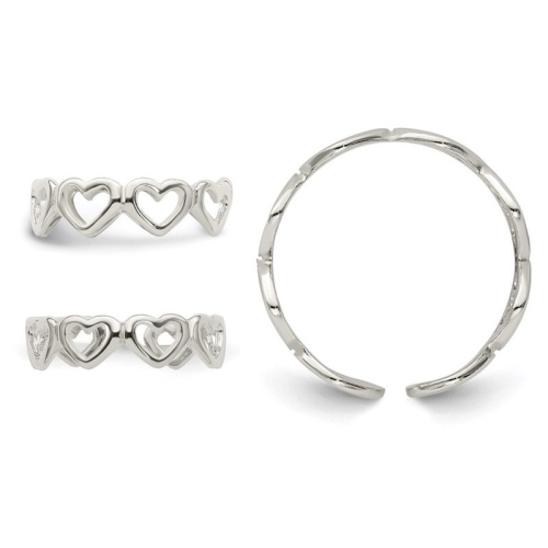 Sterling Silver Cut-out Hearts Toe Ring