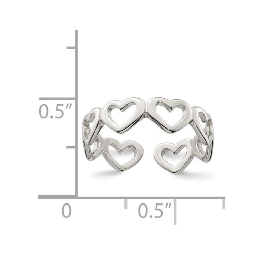 Sterling Silver Cut-out Hearts Toe Ring