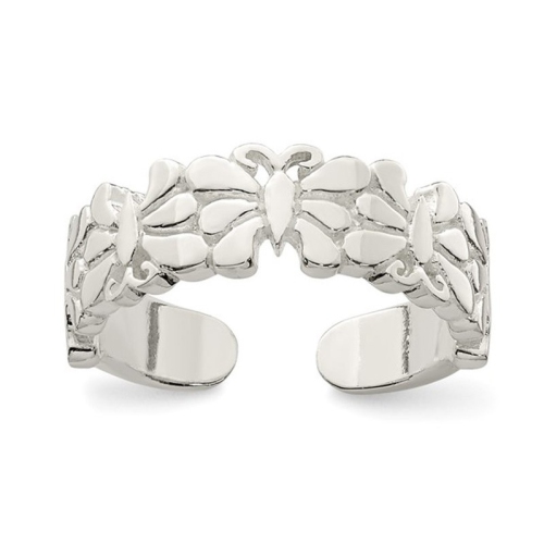 Image 1 of 3.. Sterling Silver Polished Polished Butterflies Toe Ring