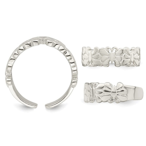 Sterling Silver Polished Polished Butterflies Toe Ring