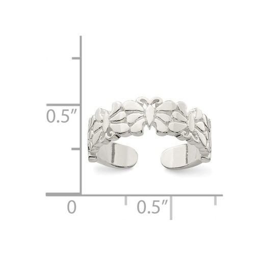 Sterling Silver Polished Polished Butterflies Toe Ring
